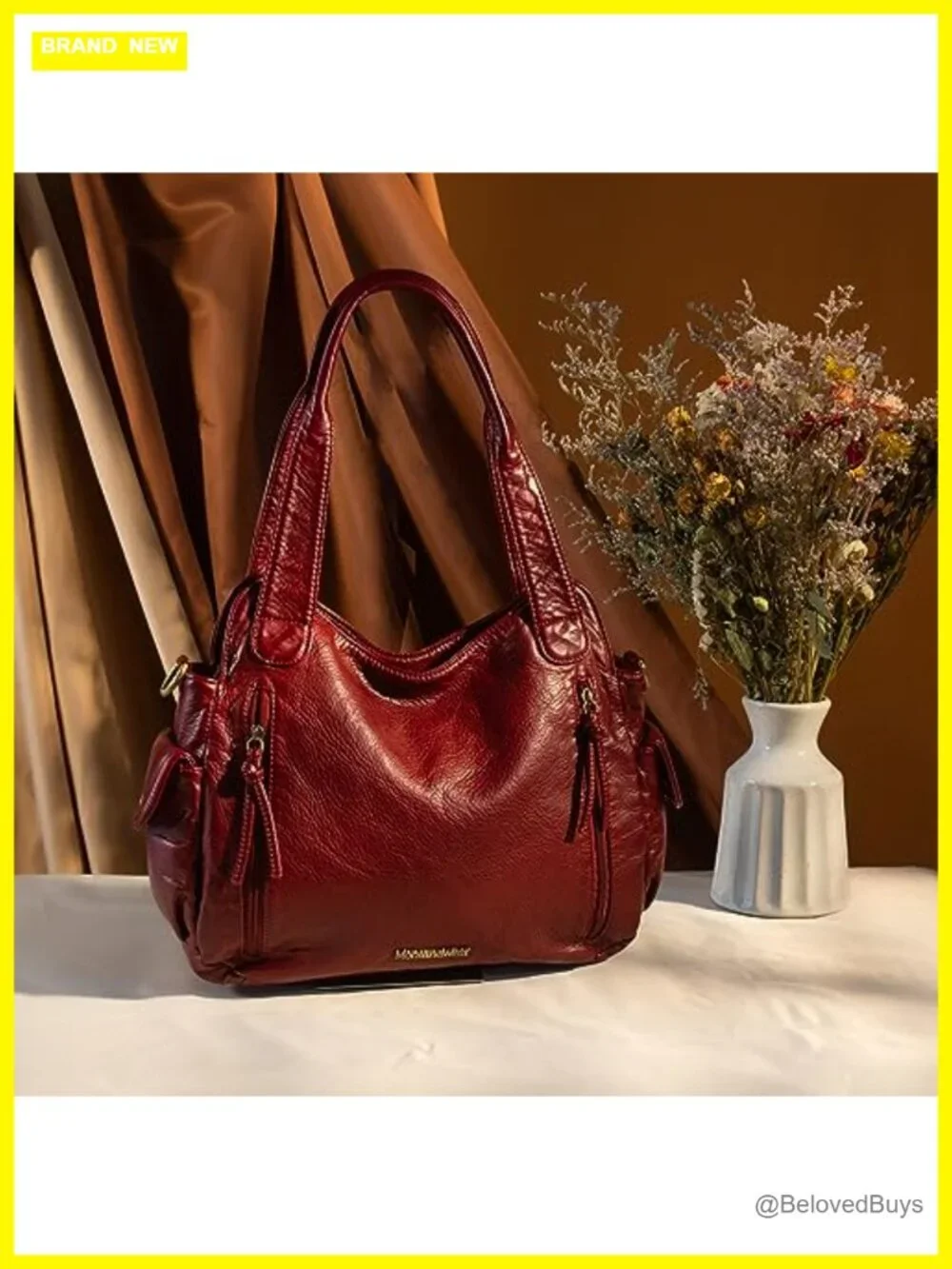 Y2K Hobo Bag with Crossbody Strap Washed Faux Leather Handbag Roomy